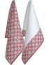 Oglvies Euro Collection Cotton Tea Towel - Geometric Red Set Of 2 Tea Towels The Cooks Kitchen 