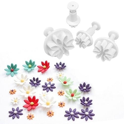 Mondo Bakeware - Daisy Flower Plunger Cutter Set 4pc Fondant Cutters The Cooks Kitchen 