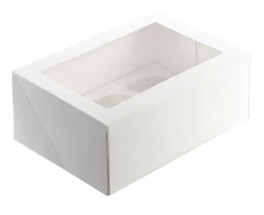 Mondo White Cupcake Box - 6 Cup - 10x7" Boards & Boxes & Packaging The Cooks Kitchen 