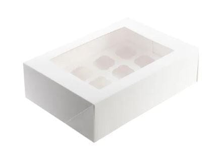 Mondo White Cupcake Box - 12 Cup - 14x10" Boards & Boxes & Packaging The Cooks Kitchen 