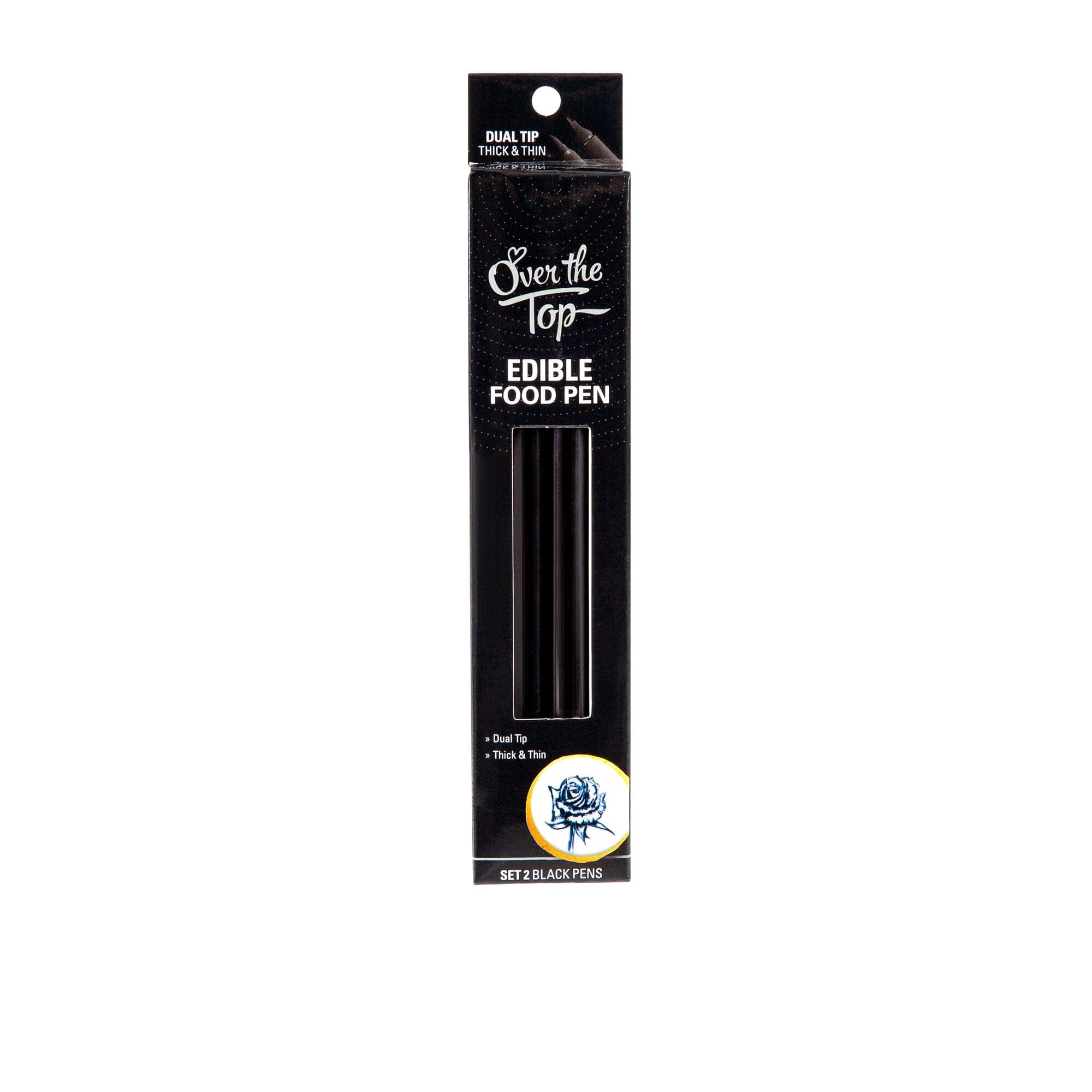 Over The Top Edible Food Pen - Set Of 2 Black Pens Colouring The Cooks Kitchen 