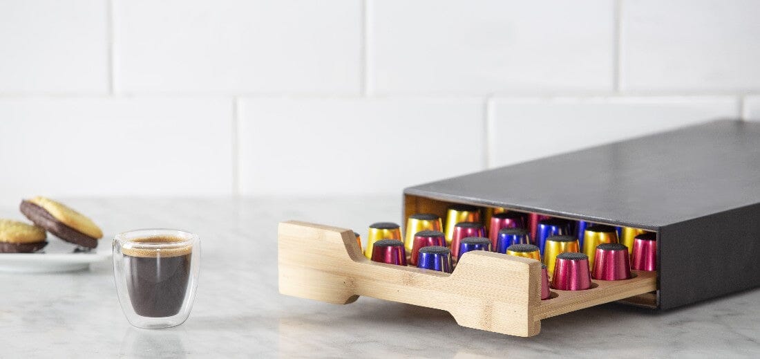 Leaf & Bean Bamboo Coffee Board W/ Pod Drawer Coffee Capsule Holder The Cooks Kitchen Mandurah 