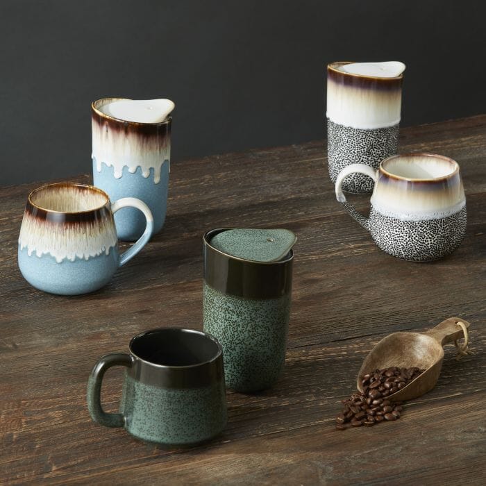 Leaf & Bean Roma Reactive Glaze Mug Mocca 500ml Mugs - Cups & Saucers The Cooks Kitchen Mandurah 