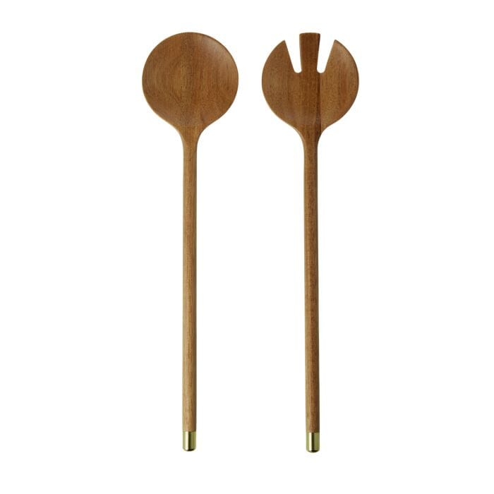 Davis & Waddel Acacia/brass Set Of 2 Salad Servers Salad Servers The Cooks Kitchen 