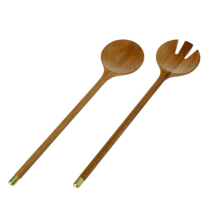 Davis & Waddel Acacia/brass Set Of 2 Salad Servers Salad Servers The Cooks Kitchen 