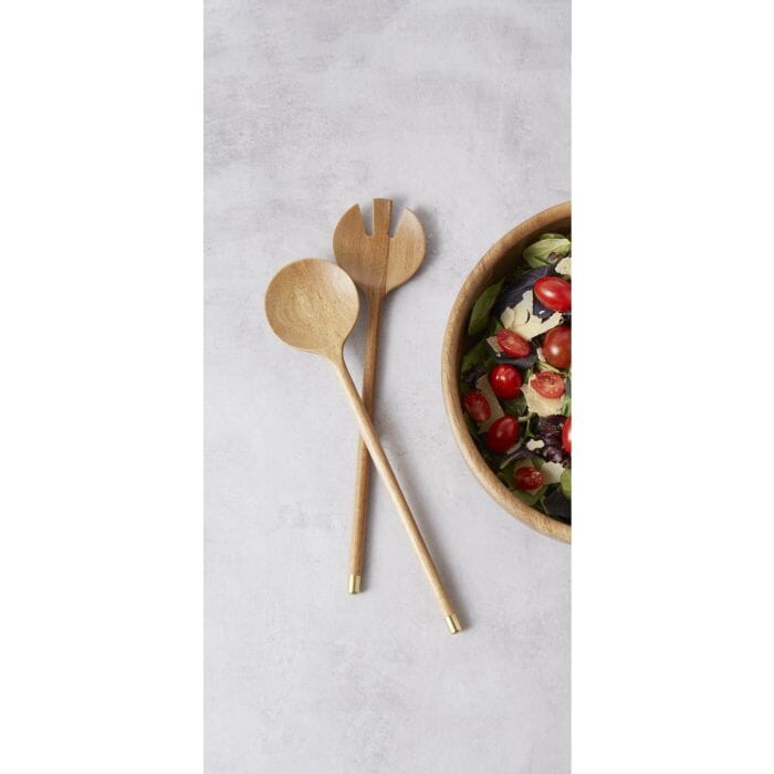 Davis & Waddel Acacia/brass Set Of 2 Salad Servers Salad Servers The Cooks Kitchen 