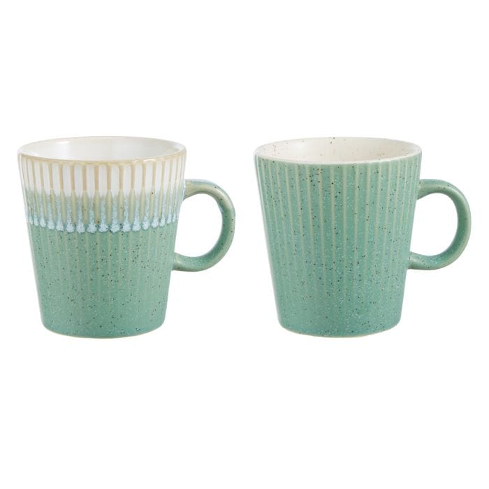 Fluted Mug 275ml Set Of 4 - Pink & Green Mugs - Cups & Saucers The Cooks Kitchen 