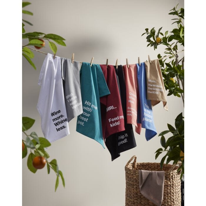 Slogan Tea Towel 30cm Assorted Tea Towels The Cooks Kitchen 