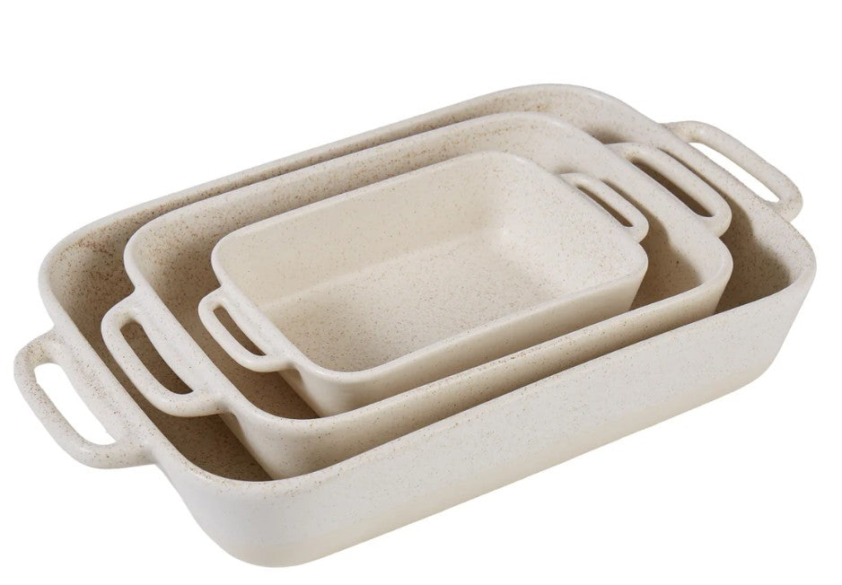 Davis & Waddell Darley Stoneware Bakeware 3pcs Set Cream Speckle