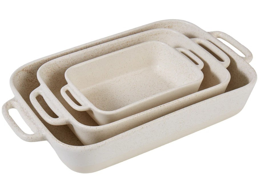 Davis & Waddell Darley Stoneware Bakeware 3pcs Set Cream Speckle
