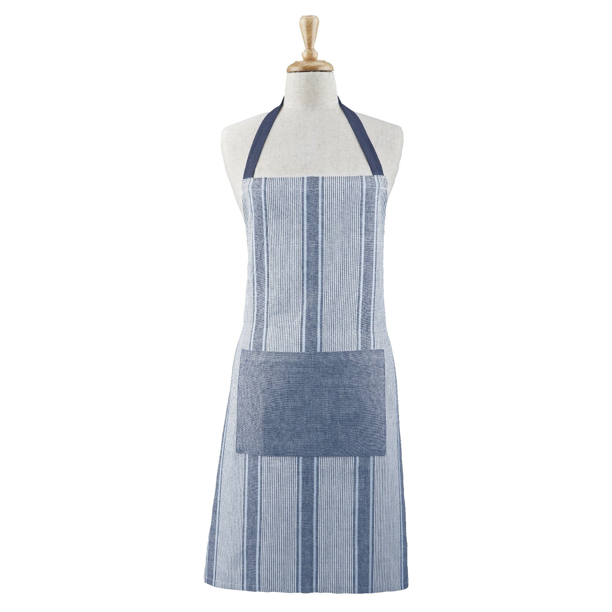 Davis & Waddel Ellis Cotton Stripe Butchers Apron - Blue Aprons The Cooks Kitchen 