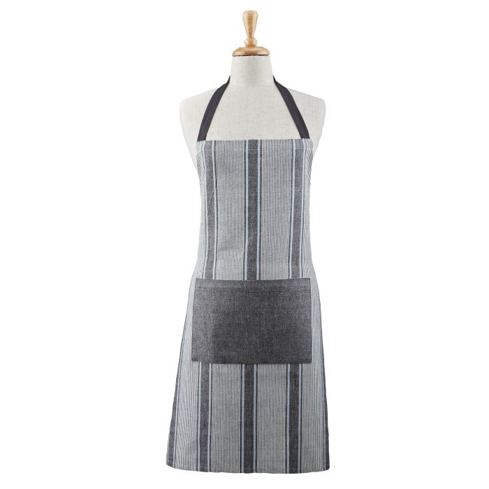 Davis & Waddel Ellis Cotton Butcher Stripe Apron 80x70cm - Black