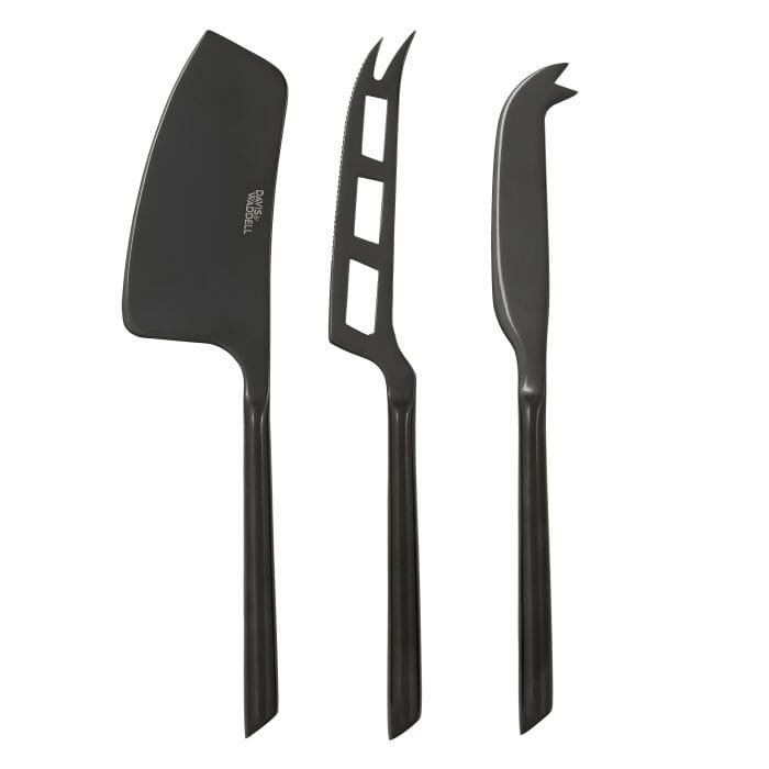 Davis & Waddell Napier Stainless Steel Cheese Knives 3pcs Set Black Cheese Sets The Cooks Kitchen 