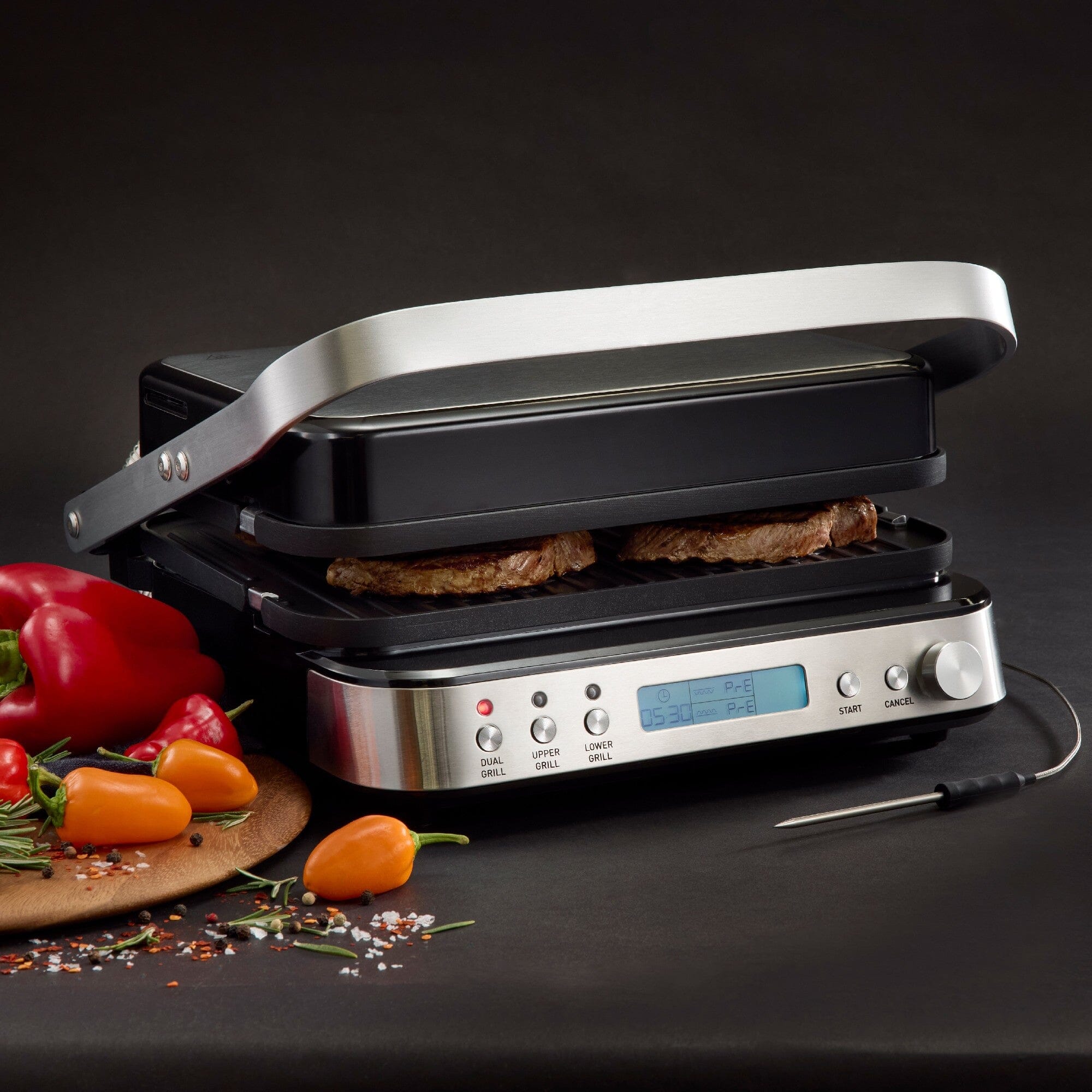 Master Pro Delux Multi Contact Grill With Temperature Probe Grills The Cooks Kitchen 