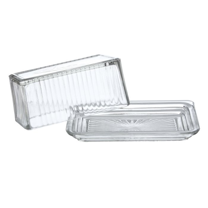 Davis & Waddell Eltham Glass Butter Dish Clear 17x10x7cm
