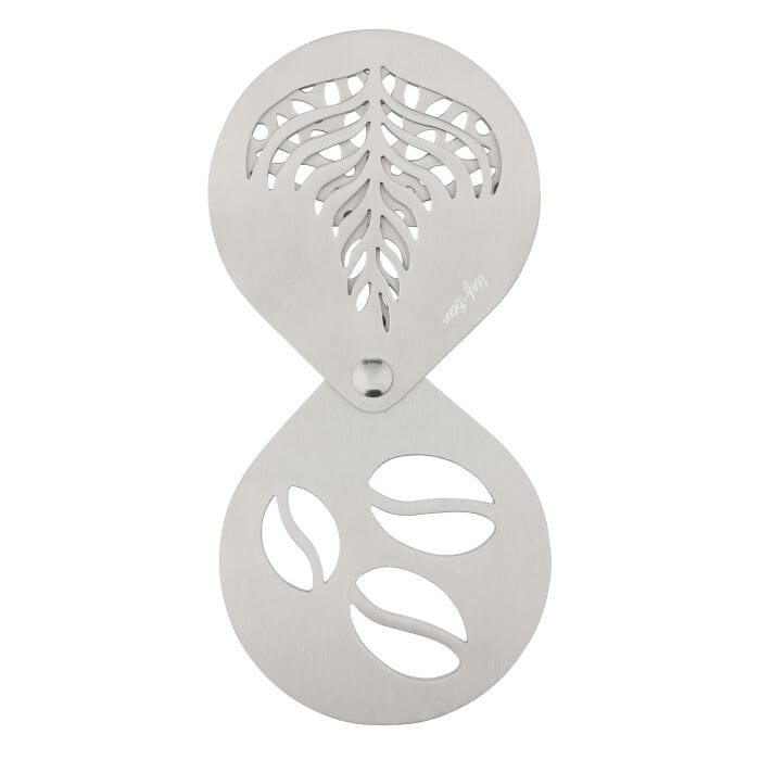 Leaf & Bean Stainless Steel Coffee Stencils 3pcs Set Stainless Steel 9.8x8.4x0.6cm Coffee Accessories The Cooks Kitchen 
