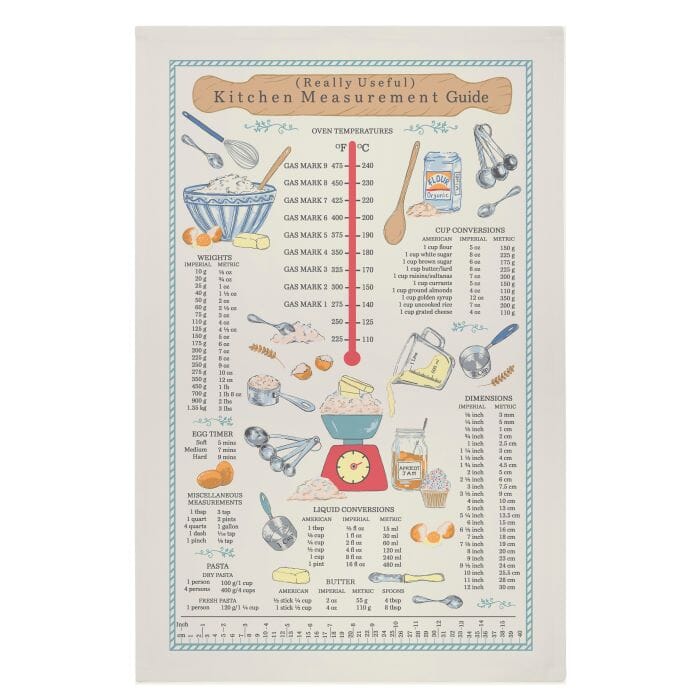 Ulster Weavers Kitchen Measurements Cotton Tea Towel Multi-coloured 74x48x0.2cm Tea Towels The Cooks Kitchen 