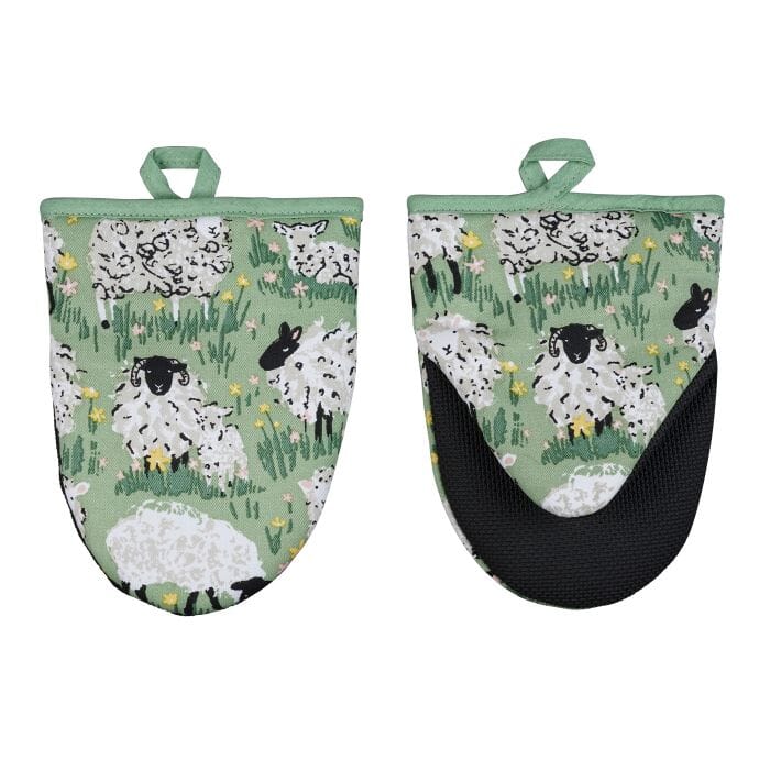Ulster Weavers Woolly Sheep Microwave Mitts Green 18x14.5x2.5cm Aprons The Cooks Kitchen 