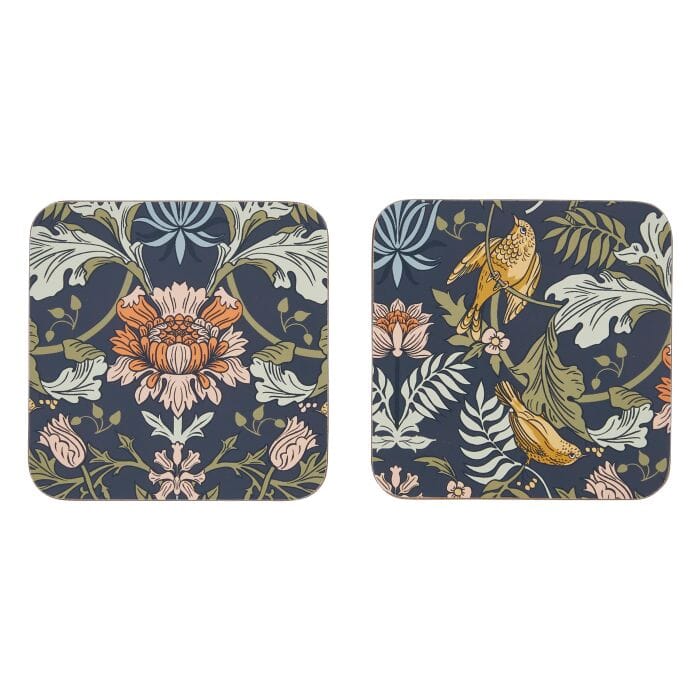 Ulster Weavers Finch & Flower Coaster 4pcs Set Navy 11x11x1cm Placemats & Coasters The Cooks Kitchen 