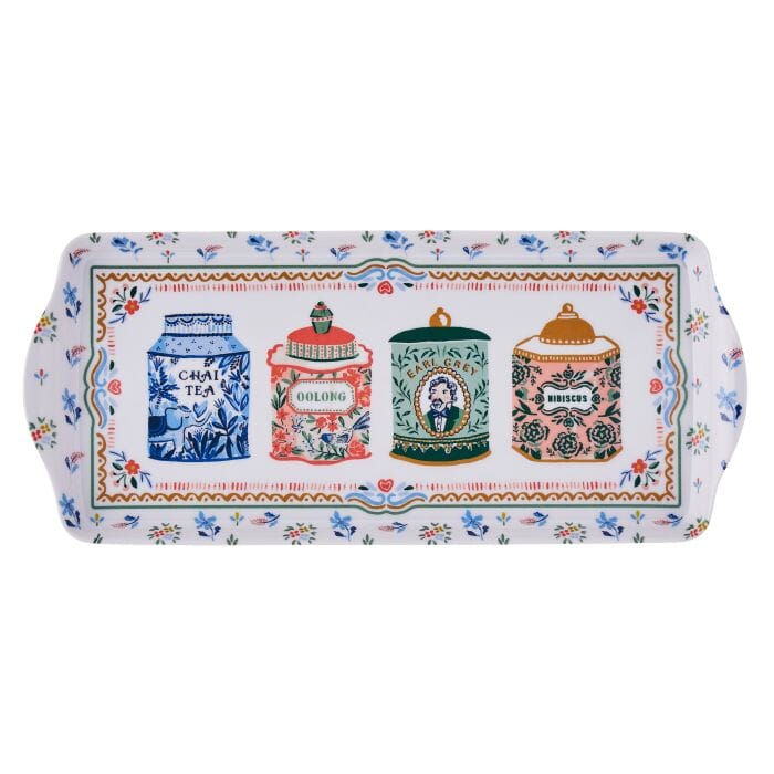 Ulster Weavers Tea Tins Small Tray Multi-coloured 39x17x3cm Trays The Cooks Kitchen 