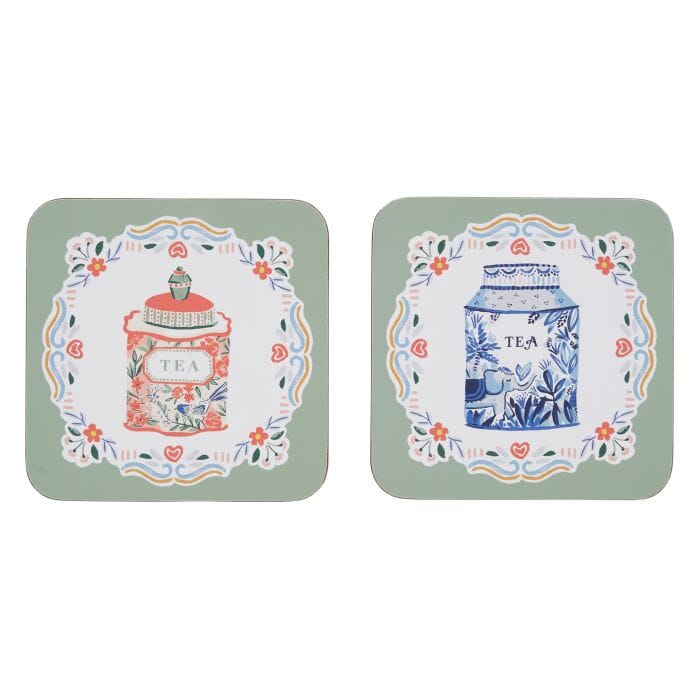 Ulster Weavers Tea Tins Coaster 4pcs Set Multi-coloured 11x11x1cm Placemats & Coasters The Cooks Kitchen 