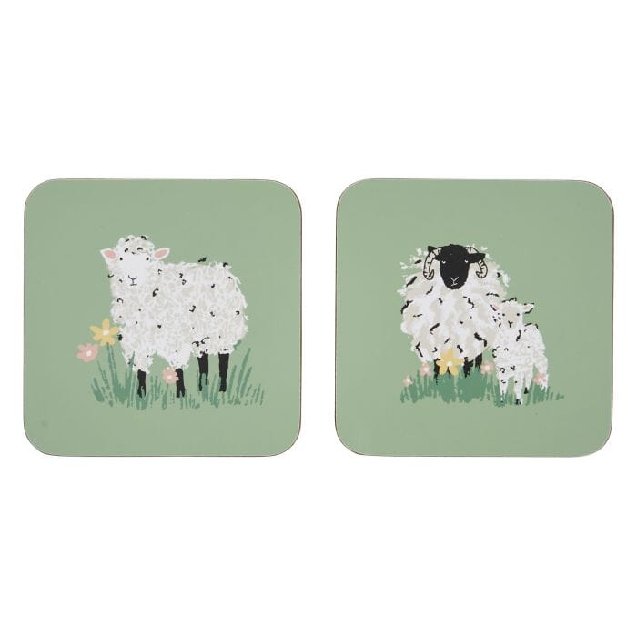 Ulster Weavers Woolly Sheep Coaster 4pcs Set Green 11x11x1cm Placemats & Coasters The Cooks Kitchen 