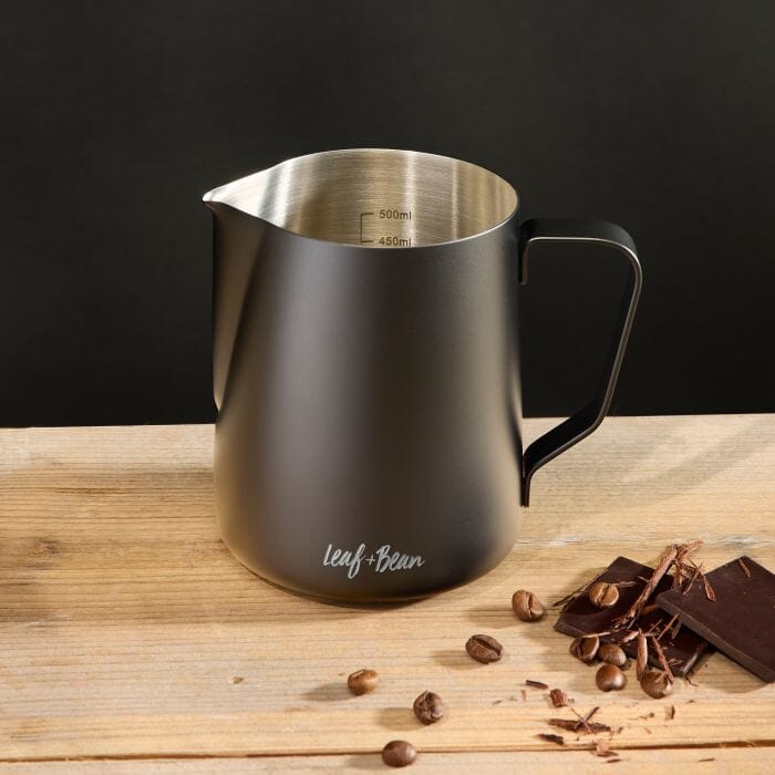 Leaf & Bean Stainless Steel Milk Frothing Jug 600ml Black Milk Frothers The Cooks Kitchen 