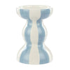 Emporium Lane Stripe Candle Holder Small Blue & White 9.5x9.5x14cm