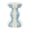 Emporium Lane Stripe Candle Holder Small Blue & White 9.5x9.5x14cm