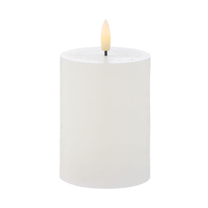 Amalfi Hughe Led Flickering Pillar Candle Rustic White 7.5x7.5x10cm Room Diffusers & Candles The Cooks Kitchen 
