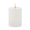 Amalfi Hughe Led Flickering Pillar Candle Rustic White 7.5x7.5x10cm