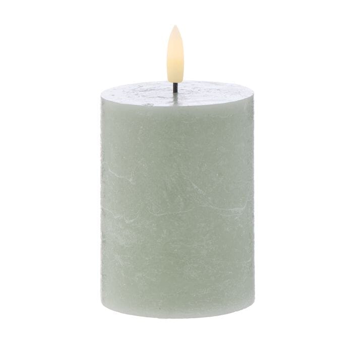 Amalfi Hughe Led Flickering Pillar Candle Rustic Green 7.5x7.5x10cm Room Diffusers & Candles The Cooks Kitchen 