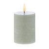Amalfi Hughe Led Flickering Pillar Candle Rustic Green 7.5x7.5x10cm