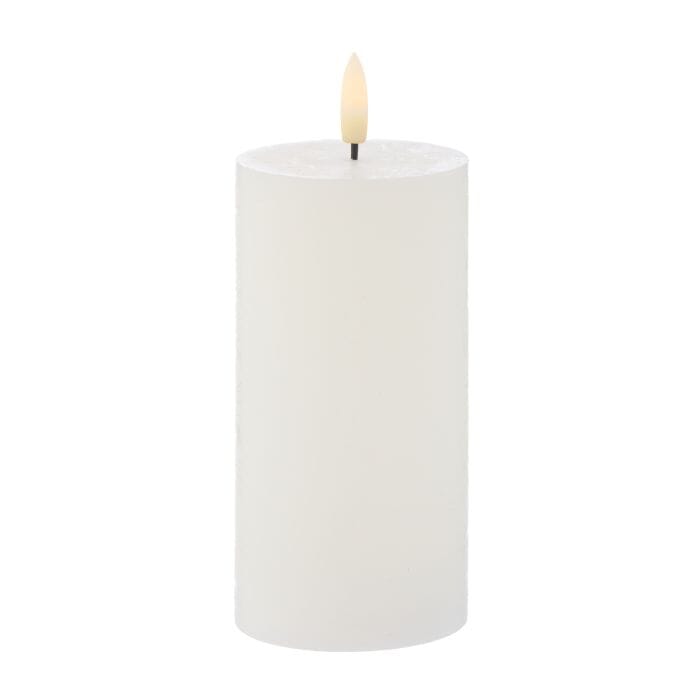 Amalfi Hughe Led Flickering Pillar Candle Rustic White 7.5x7.5x15cm Room Diffusers & Candles The Cooks Kitchen 