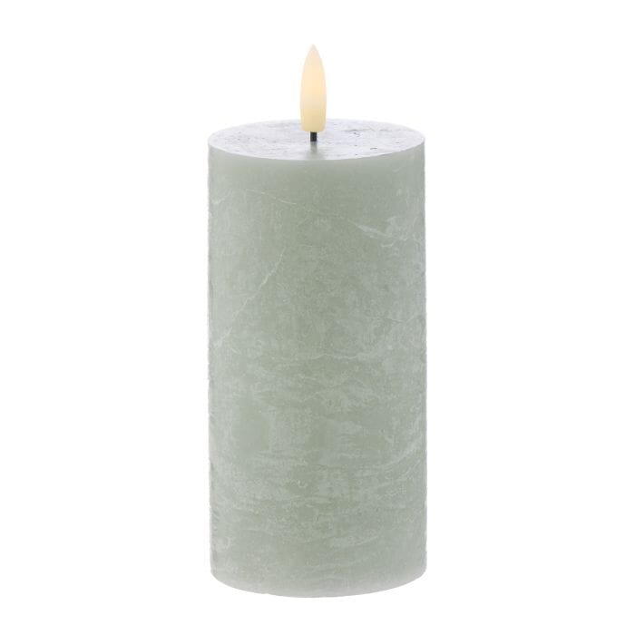 Amalfi Hughe Led Flickering Pillar Candle Rustic Green 7.5x7.5x15cm Room Diffusers & Candles The Cooks Kitchen 