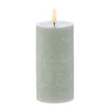 Amalfi Hughe Led Flickering Pillar Candle Rustic Green 7.5x7.5x15cm