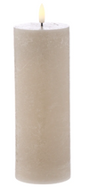 Amalfi Hughe Led Flickering Pillar Candle Rustic Taupe 7.5x7.5x15cm