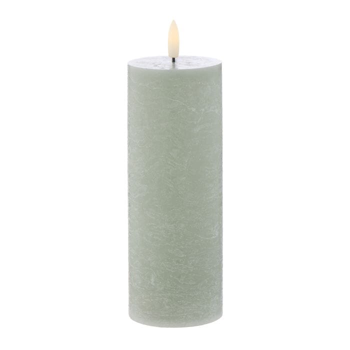 Amalfi Hughe Led Flickering Pillar Candle Rustic Green 7.5x7.5x20cm Room Diffusers & Candles The Cooks Kitchen 