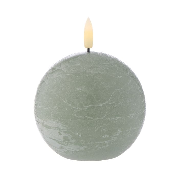 Amalfi Hughe Led Flickering Spherical Candle Rustic Green 10x10x9cm Room Diffusers & Candles The Cooks Kitchen 