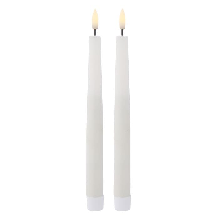 Amalfi Hughe Led Flickering Taper Candle 2pcs Set Rustic White 2x2x24cm Room Diffusers & Candles The Cooks Kitchen 