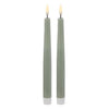 Amalfi Hughe Led Flickering Taper Candle 2pcs Set Rustic Green 2x2x24cm