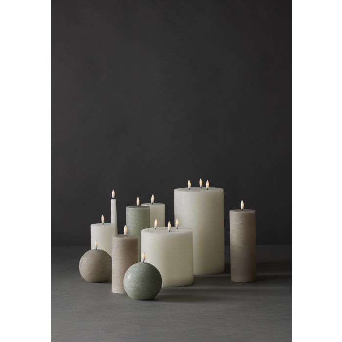 Amalfi Hughe Led Flickering Taper Candle 2pcs Set Rustic Green 2x2x24cm