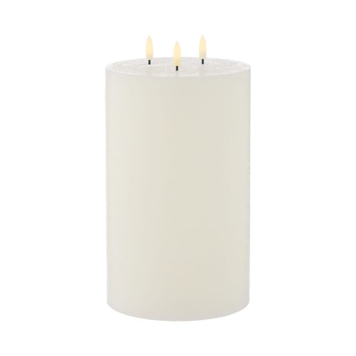 Amalfi Hughe Led Flickering Pillar Candle 3 Wicks Rustic White 15x15x25cm Room Diffusers & Candles The Cooks Kitchen 