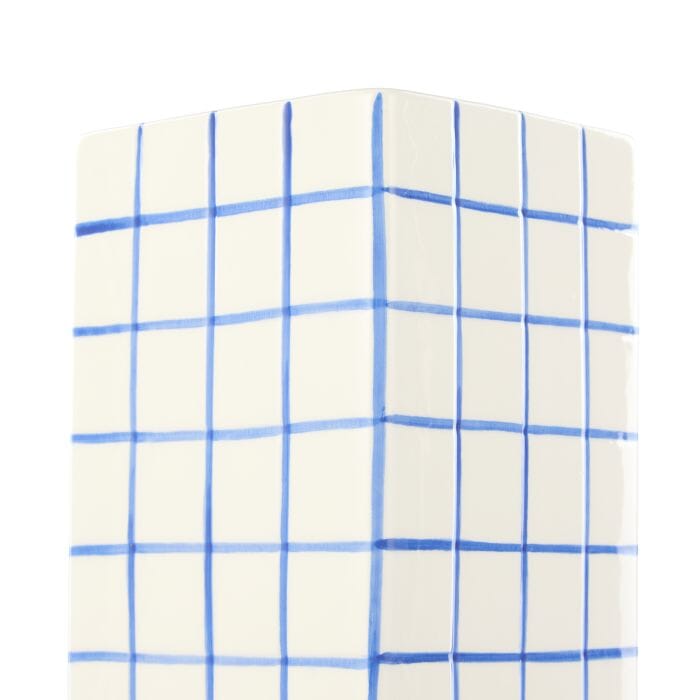 Emporium Lulu Collection Grid Vase Square Blue 11.8x11.8x25.5cm Vases & Planters The Cooks Kitchen 