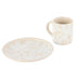 Leaf & Bean Freya Mug & Side Plate Set 12x9x10cm/21.5x4.5x3cm - Oat & White