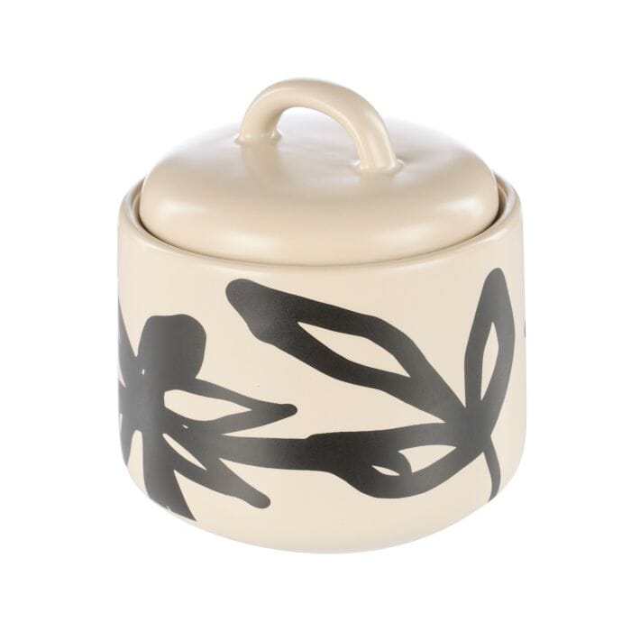 Leaf & Bean Freya Sugar Pot 9x9x8cm - Oat & Black Dinnerware Accessories The Cooks Kitchen 