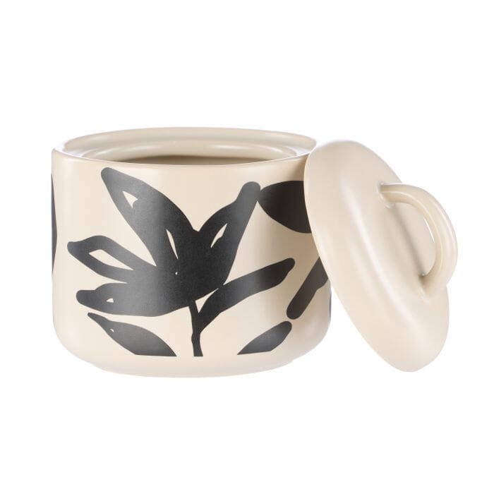 Leaf & Bean Freya Sugar Pot 9x9x8cm - Oat & Black Dinnerware Accessories The Cooks Kitchen 