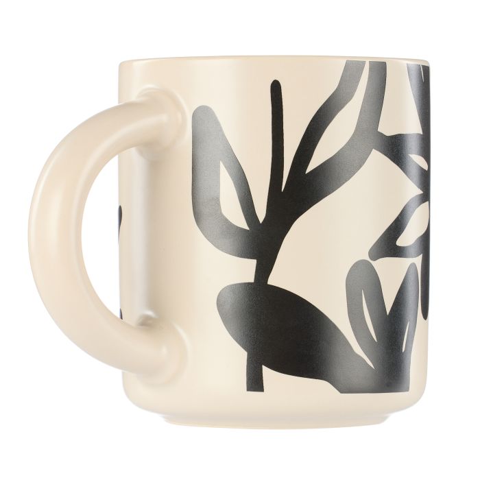 Leaf & Bean Freya Mug & Side Plate 12x9x10cm/21.5x4.5x3cm - Oat & Black