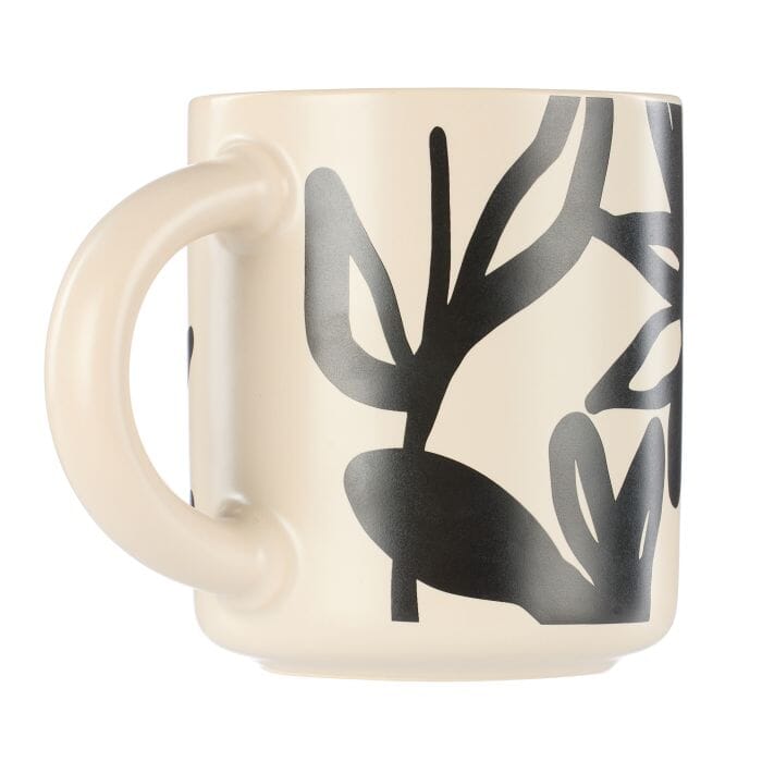 Leaf & Bean Freya Mug & Side Plate 12x9x10cm/21.5x4.5x3cm - Oat & Black Dinnerware Accessories The Cooks Kitchen 