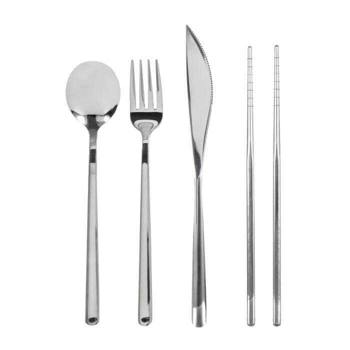 Davis & Waddell Saltara Stainless Steel Picnic Cutlery With Case 4pcs Set Stainless Steel 24.5x5.5x2.7cm Cutlery Sets The Cooks Kitchen 
